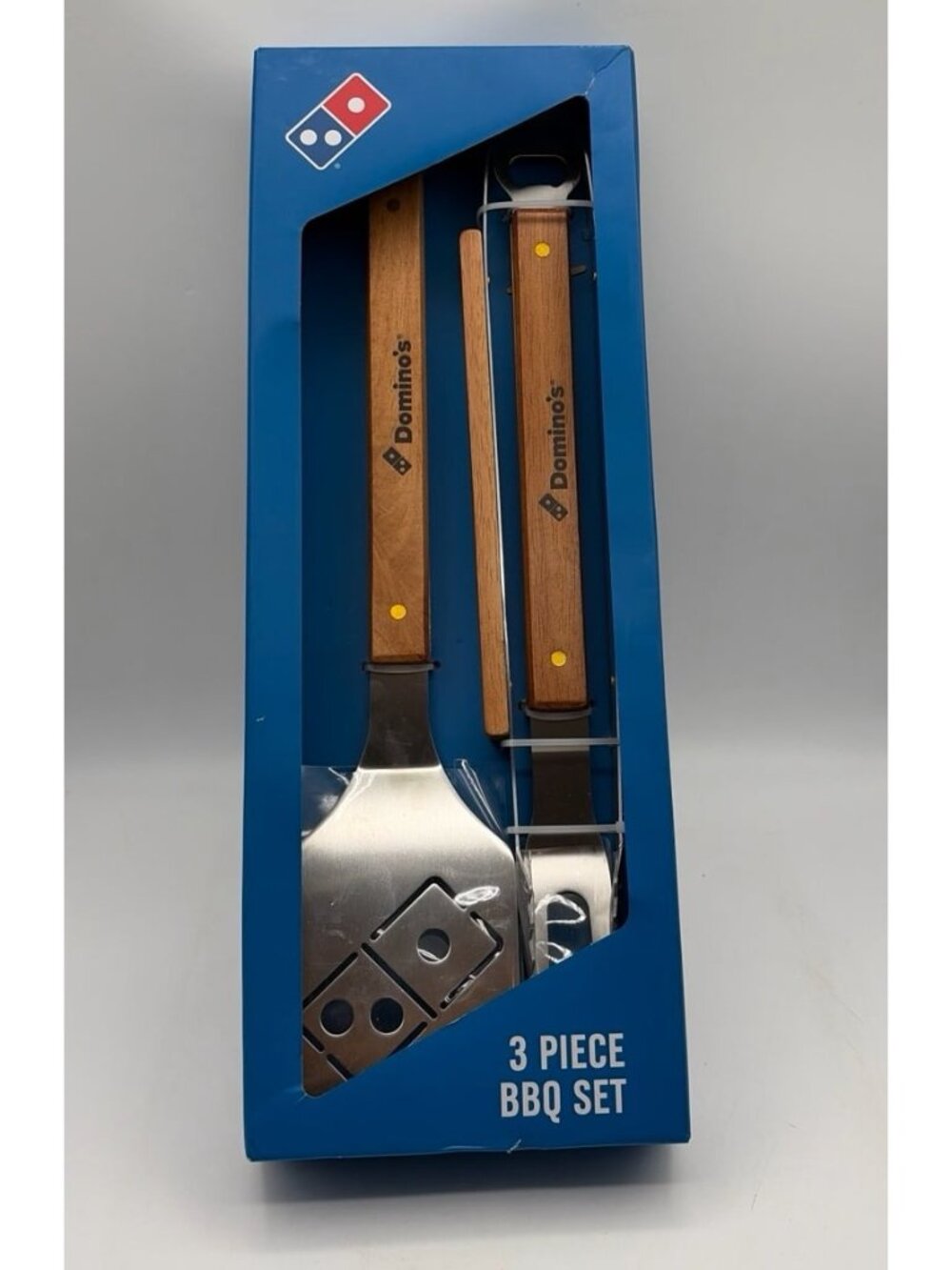 Dominos Pizza 3 Piece BBQ Barbecue Set Spatula Tong Fork Rare Employee Gift NEW